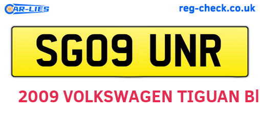 SG09UNR are the vehicle registration plates.