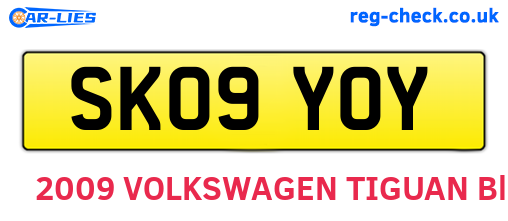 SK09YOY are the vehicle registration plates.