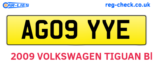 AG09YYE are the vehicle registration plates.