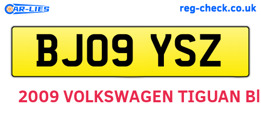 BJ09YSZ are the vehicle registration plates.