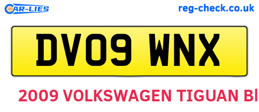 DV09WNX are the vehicle registration plates.