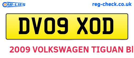 DV09XOD are the vehicle registration plates.