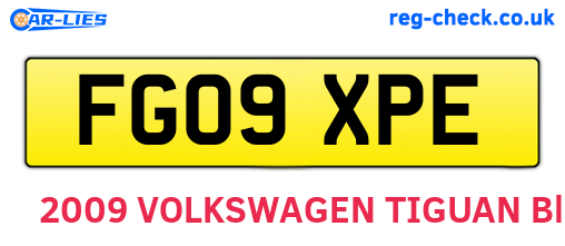 FG09XPE are the vehicle registration plates.