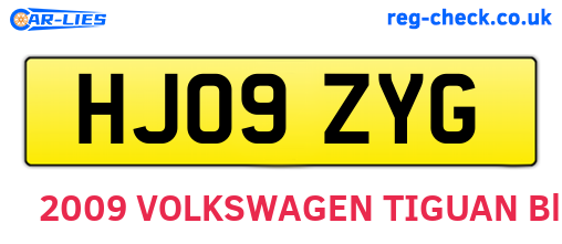 HJ09ZYG are the vehicle registration plates.