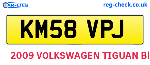 KM58VPJ are the vehicle registration plates.