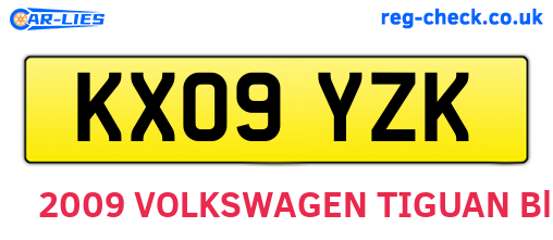 KX09YZK are the vehicle registration plates.