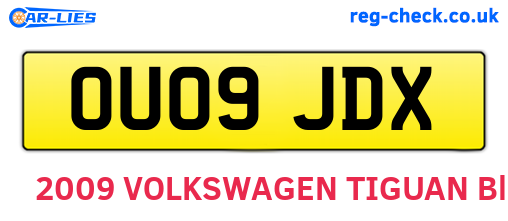 OU09JDX are the vehicle registration plates.