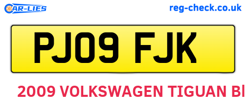PJ09FJK are the vehicle registration plates.