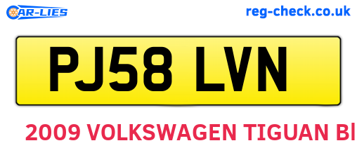 PJ58LVN are the vehicle registration plates.