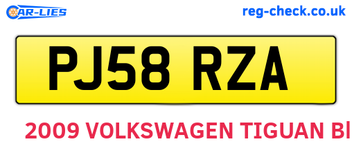 PJ58RZA are the vehicle registration plates.