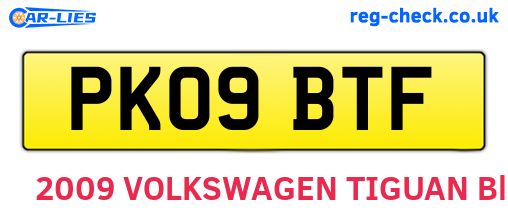 PK09BTF are the vehicle registration plates.