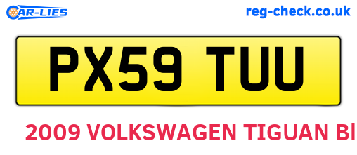 PX59TUU are the vehicle registration plates.
