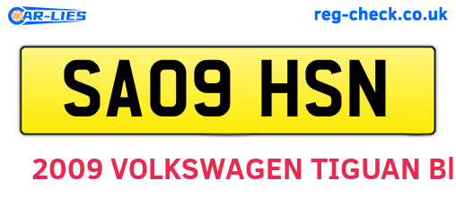 SA09HSN are the vehicle registration plates.