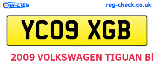 YC09XGB are the vehicle registration plates.