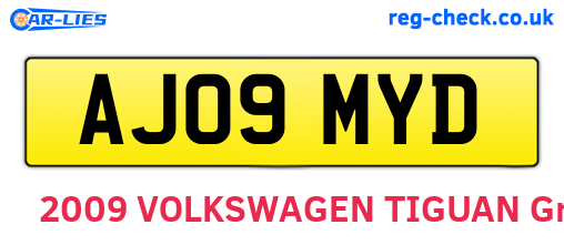 AJ09MYD are the vehicle registration plates.