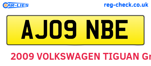 AJ09NBE are the vehicle registration plates.