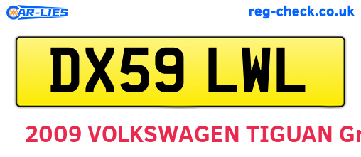 DX59LWL are the vehicle registration plates.