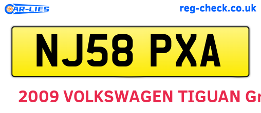 NJ58PXA are the vehicle registration plates.