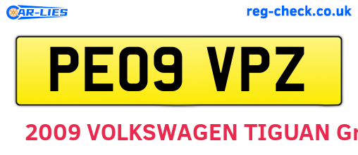 PE09VPZ are the vehicle registration plates.