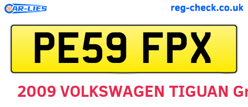 PE59FPX are the vehicle registration plates.