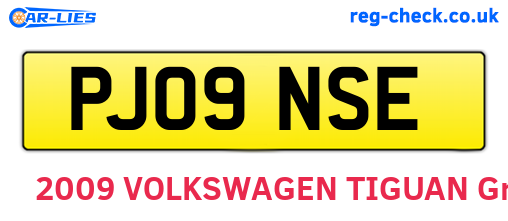 PJ09NSE are the vehicle registration plates.