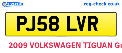 PJ58LVR are the vehicle registration plates.