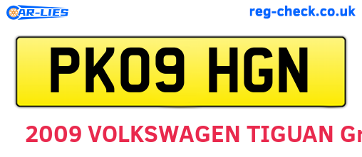 PK09HGN are the vehicle registration plates.
