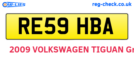 RE59HBA are the vehicle registration plates.