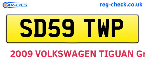 SD59TWP are the vehicle registration plates.