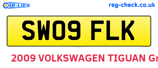 SW09FLK are the vehicle registration plates.