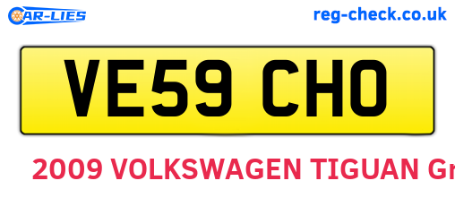 VE59CHO are the vehicle registration plates.