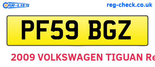 PF59BGZ are the vehicle registration plates.