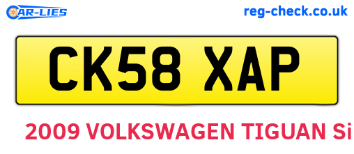 CK58XAP are the vehicle registration plates.