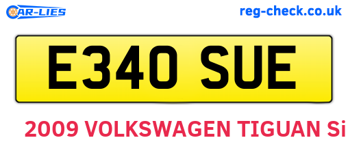 E340SUE are the vehicle registration plates.