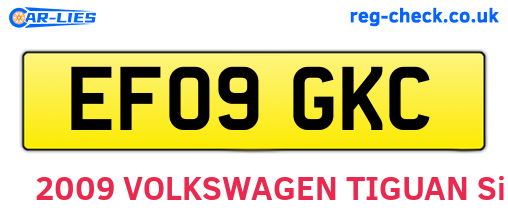 EF09GKC are the vehicle registration plates.