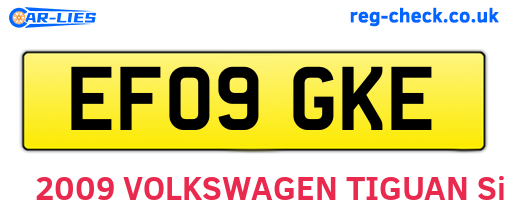 EF09GKE are the vehicle registration plates.