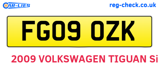 FG09OZK are the vehicle registration plates.