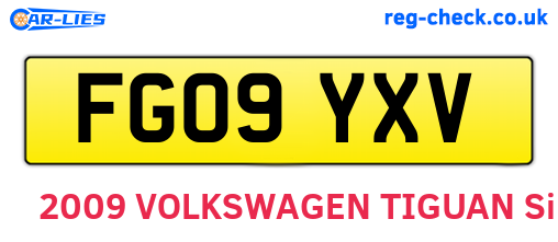 FG09YXV are the vehicle registration plates.