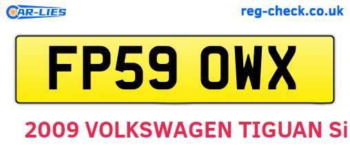 FP59OWX are the vehicle registration plates.