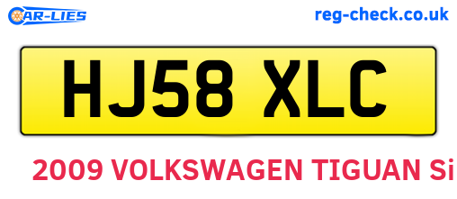 HJ58XLC are the vehicle registration plates.