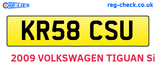 KR58CSU are the vehicle registration plates.