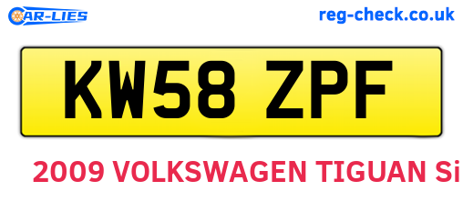 KW58ZPF are the vehicle registration plates.