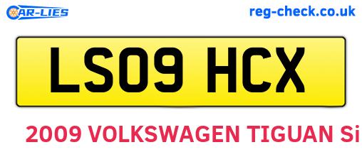 LS09HCX are the vehicle registration plates.
