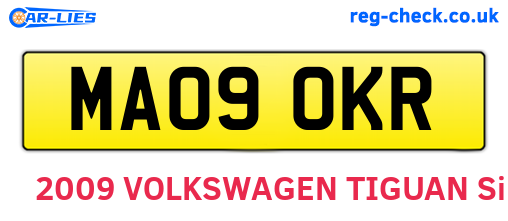 MA09OKR are the vehicle registration plates.