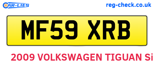 MF59XRB are the vehicle registration plates.