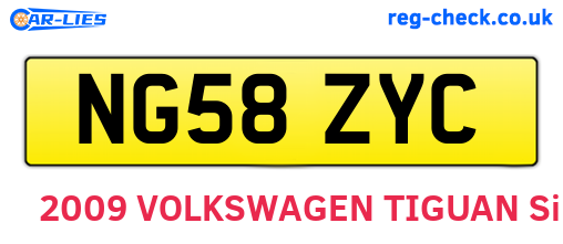 NG58ZYC are the vehicle registration plates.
