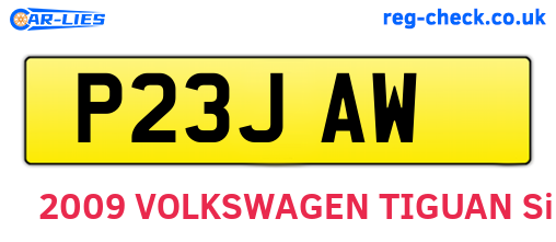 P23JAW are the vehicle registration plates.