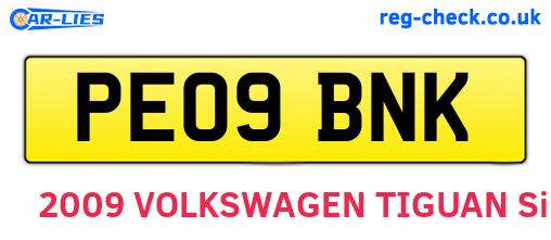 PE09BNK are the vehicle registration plates.