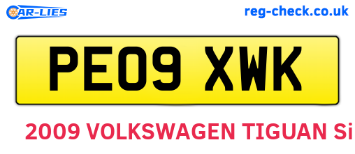 PE09XWK are the vehicle registration plates.