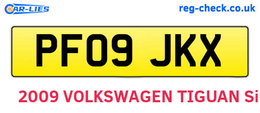 PF09JKX are the vehicle registration plates.